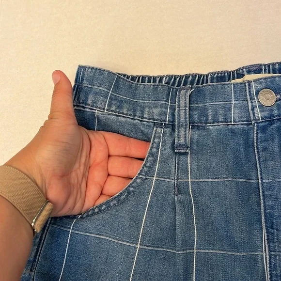 MADEWELL DENIM INDIGO WINDOWPANE HIGH RISE SHORTS 27 - Picture 6 of 16